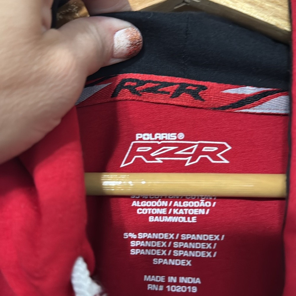 Women's Polaris RZR Long Sleeve Zip Up Red and Black Hoodie Sweatshirt Size: XL - Picture 4 of 8